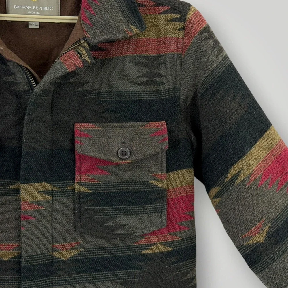 Banana Republic Archive Jacket Mens XS Brown Southwestern Geometric Full Zip